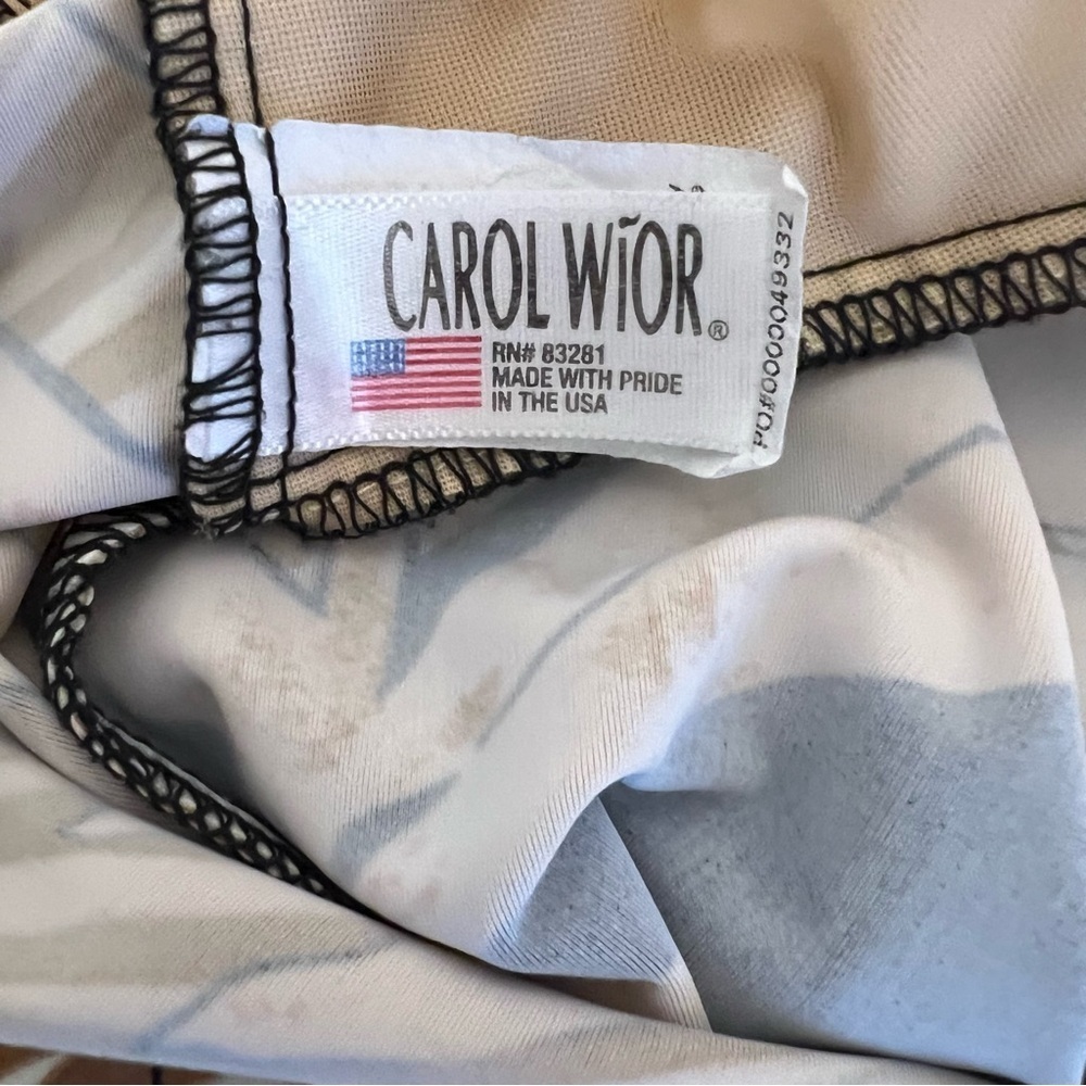 Carol Wior Twist Front Swim Dress Black Tan Botanical Print Size Large Tropical - Picture 5 of 6